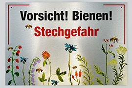 AMAZON - Vorsicht! Bienen! Stechgefahr Floral 03 Schild auf gebürsteten Alu Dibond