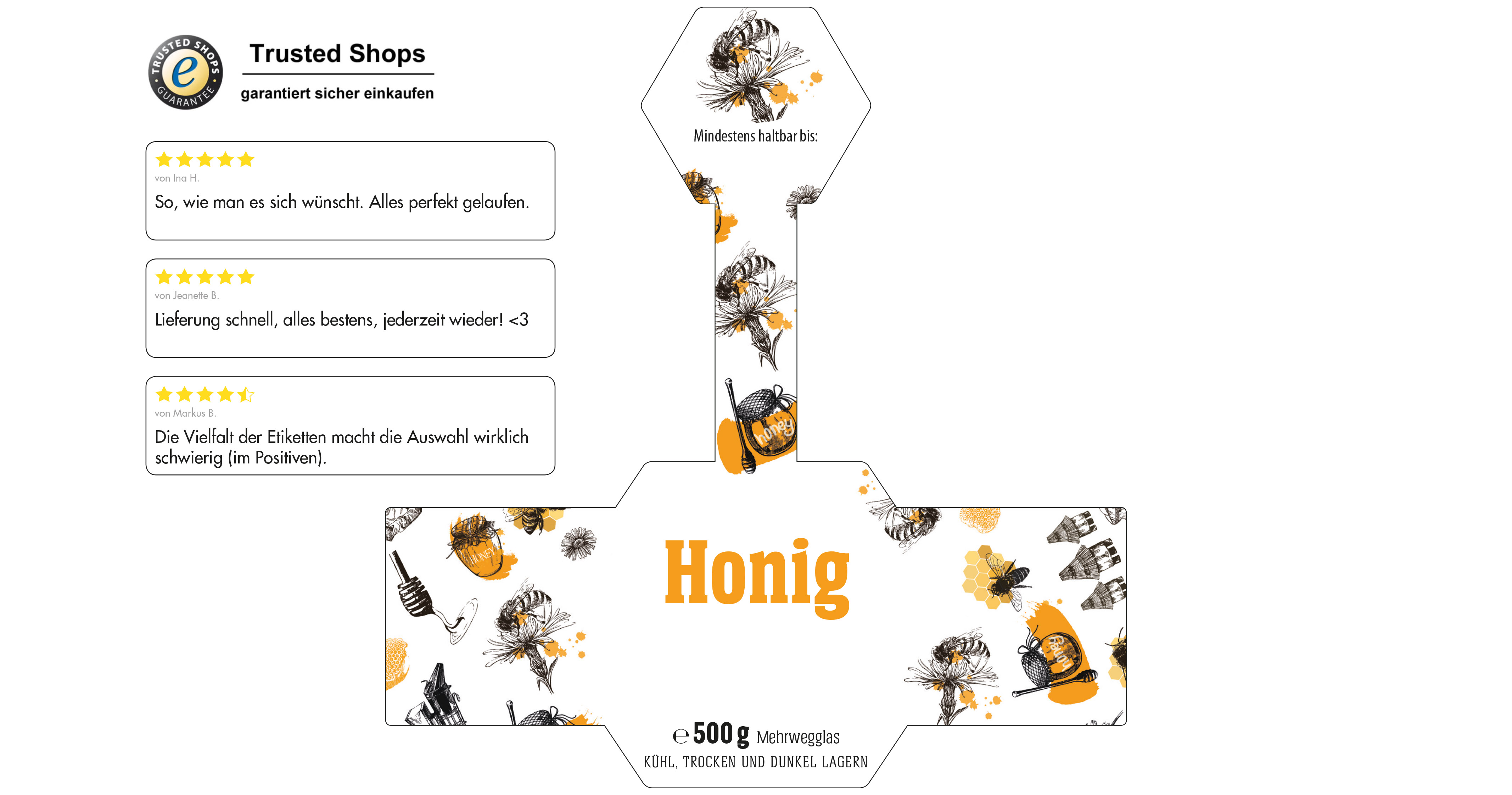 Honigetikett modern Nr.12 A 500g